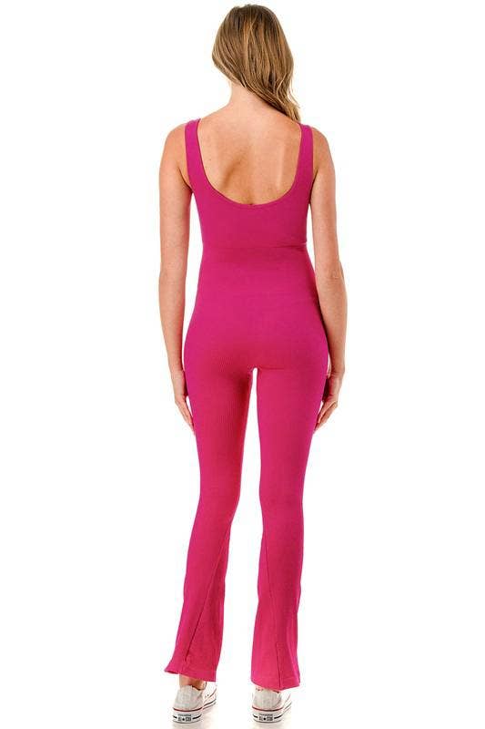 Color 5 - Wholesale Jumpsuit - Women's - Seamless ribbed h jumpsuit with bell bottom flare pants3