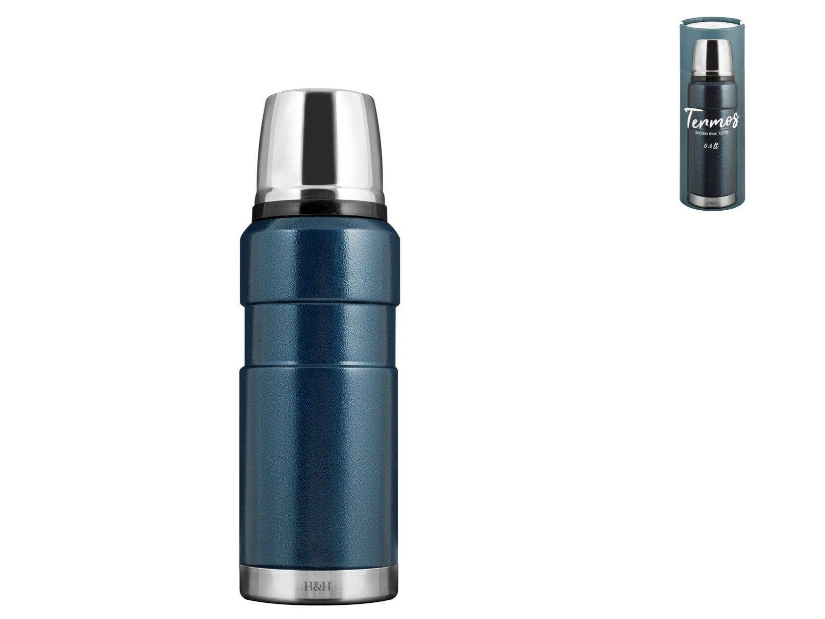 H&H - Wholesale Flask - 18/10 Stainless Steel Thermos Blue 0.6 Lt0