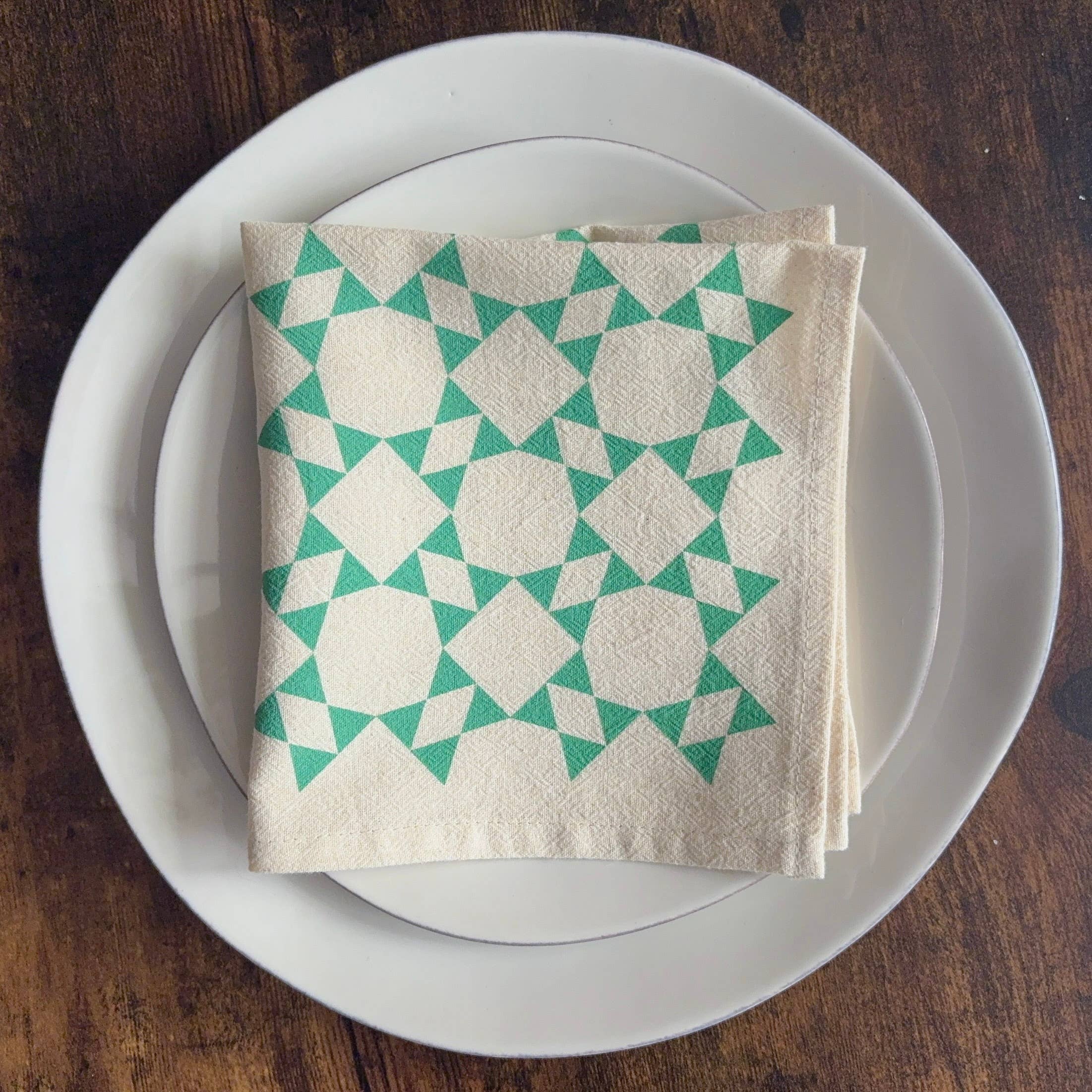 Bright Beige - Wholesale Dinner & Cloth Napkin - Hand Printed Flour Sack Napkins - Homespun Quilt2