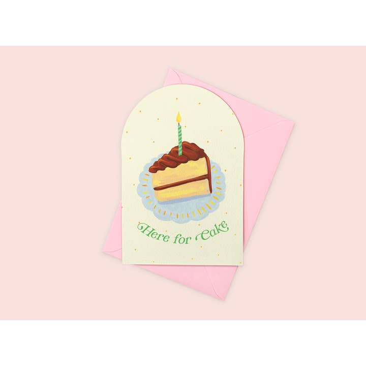 Funny Birthday Card | Here for Cake Greeting Card for wholesale by Vero Illustrates Art Prints and Greeting Cards