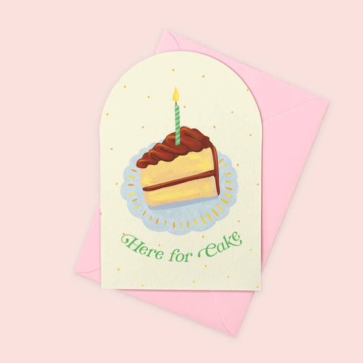 Carte d'anniversaire amusante | Carte de vœux "Ici pour le gâteau" pour la vente par Vero Illustrates Art Prints and Greeting Cards