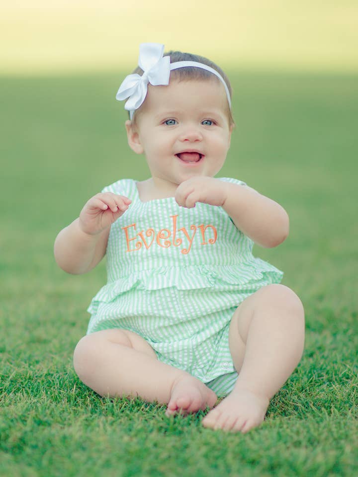 Seersucker - Tutina con volant, colore: Verde per la vendita all'ingrosso da parte di Love That Cotton