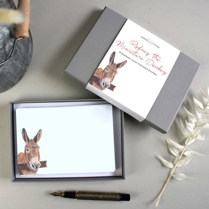 Gemini's Fine Art Studio – wholesale Stationery/notecard set – Rodney The Miniature Donkey Notecards/Place Cards | Charity3