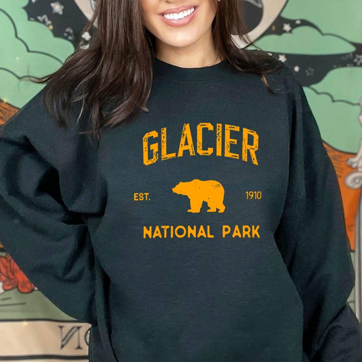 Vivtrek - Wholesale Graphic Sweatshirt - Unisex - US Glacier National Park Montana Bear Camping Sweatshirt