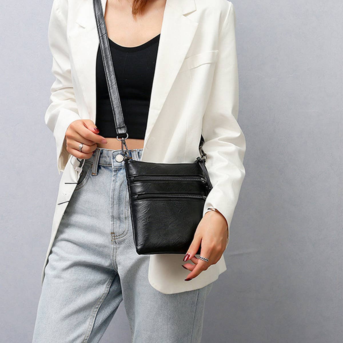 ACCITY - Wholesale Shoulder Bag - Women's - SOFT LEATHER VERTICAL ZIPPER SHOULDER BAG_CUAB00338