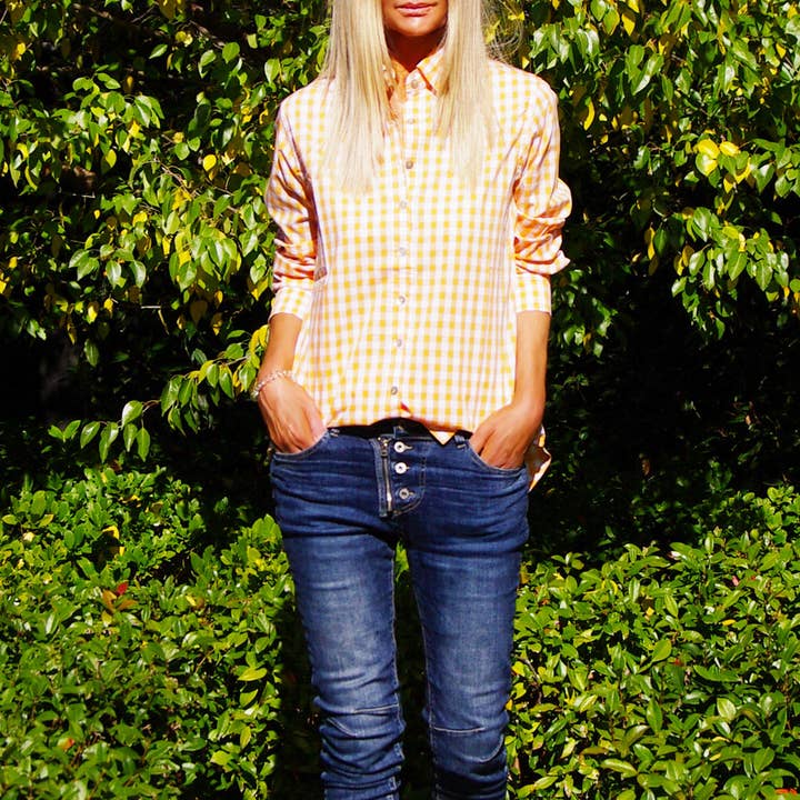 Riley Regular Fit Cotton Gingham Shirt for wholesale by Who's Charlie