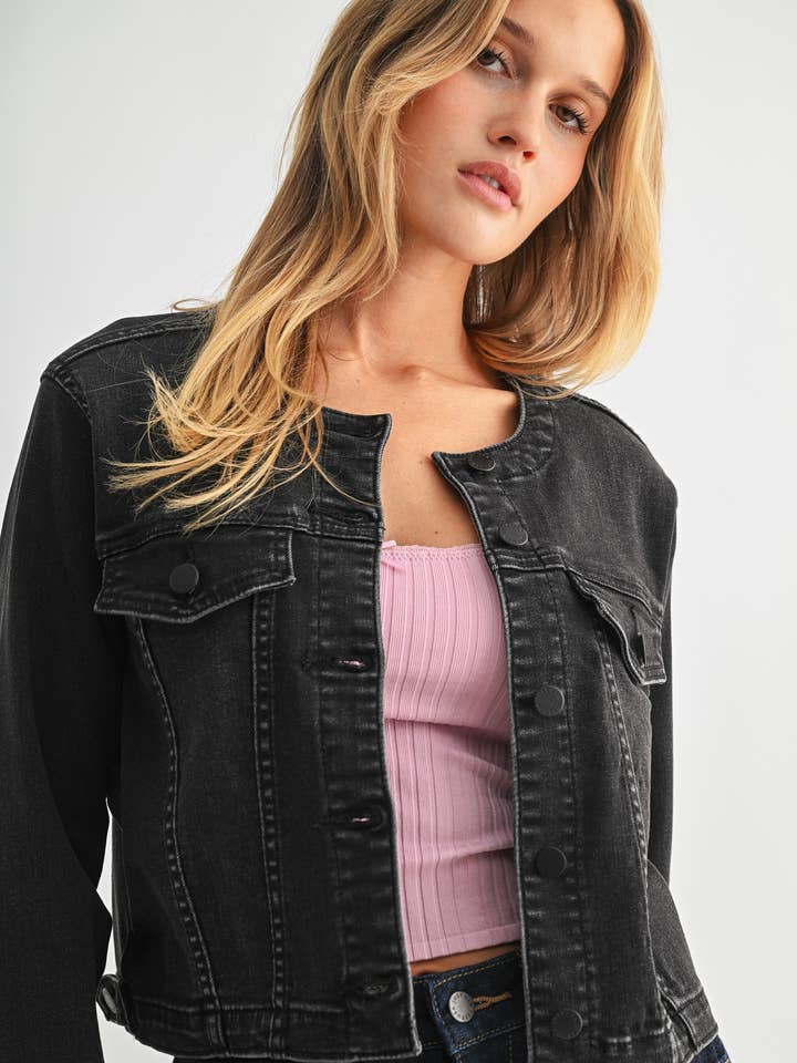 JA800 - WBLK - Kraagloze Jas voor wholesale door Just USA Jeans