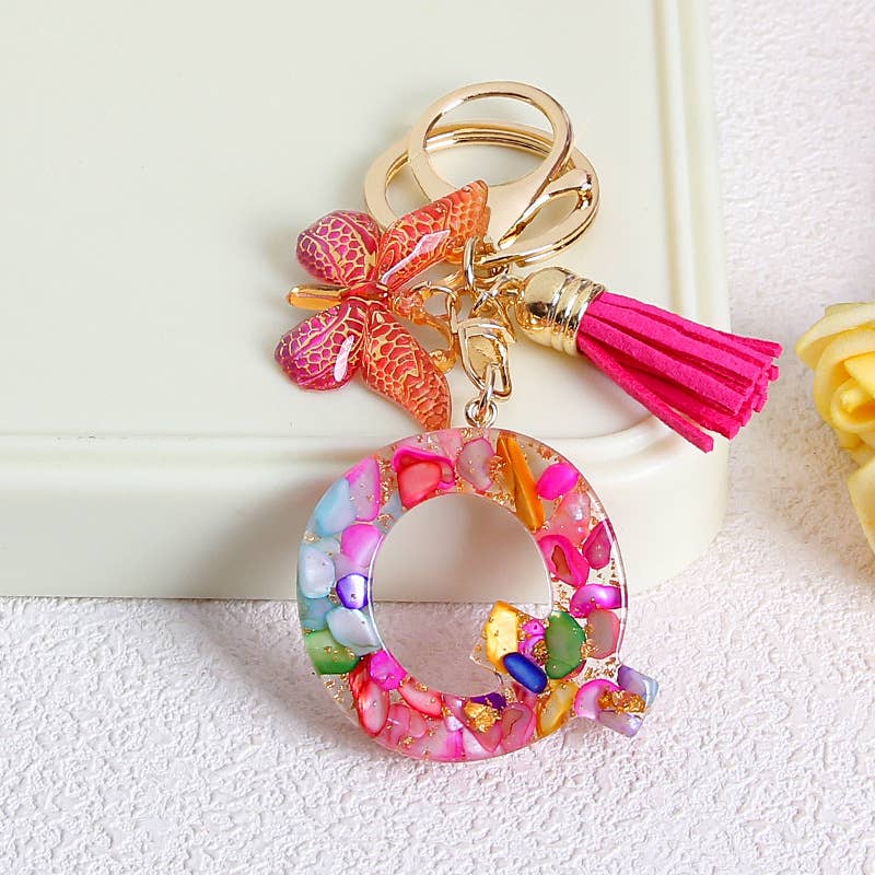 MKS America - Wholesale Keychain - Women's - Glitter Butterfly 26 English Letter Tassel Resin Keychain16