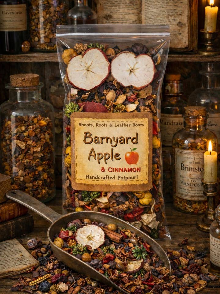 Barnyard Apple & Cinnamon Handcrafted Potpourri. for wholesale by Shoots, Roots & Leather Boots