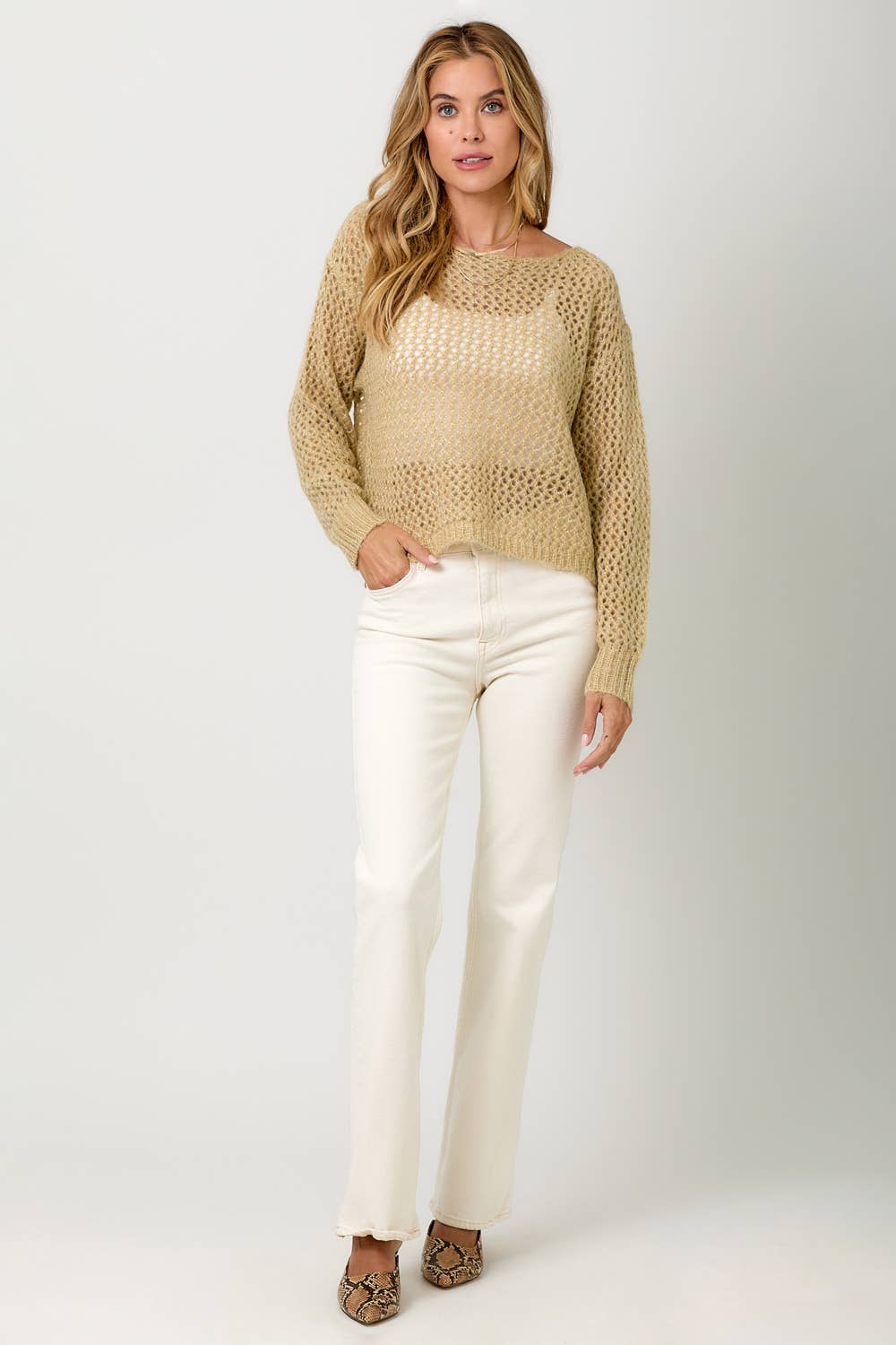 Mystree – Pulôver - Mulher por atacado – 60897 Camisola Pulôver Metálica Net4