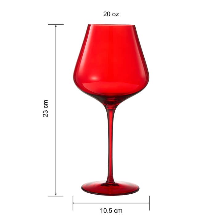 The Wine Savant / Khen Glassware - Vendita all'ingrosso Bicchieri da vino - Set di 6 bicchieri da vino in cristallo colorato, grandi bicchieri da 20 once