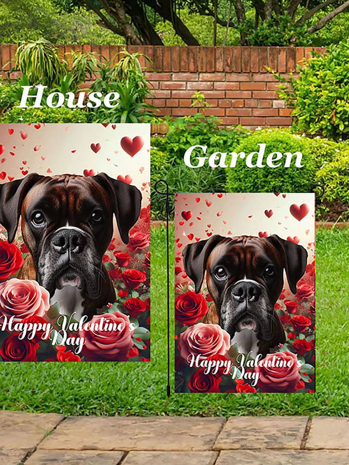 Boxer Brindle UnCropp - Valentine Trädgårdsflagga för wholesale av Best of Breed Products