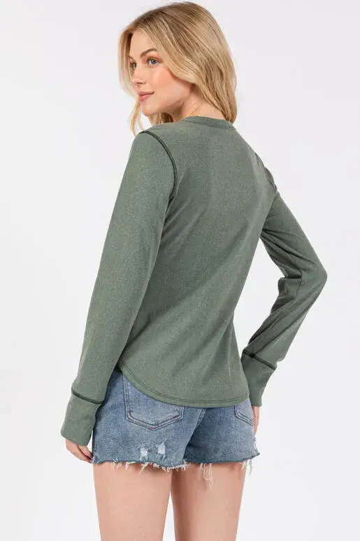 Final Touch - Wholesale Knit Top - Women's - Brushed Ribbed Fitted Long Sleeve Top - NT3128019