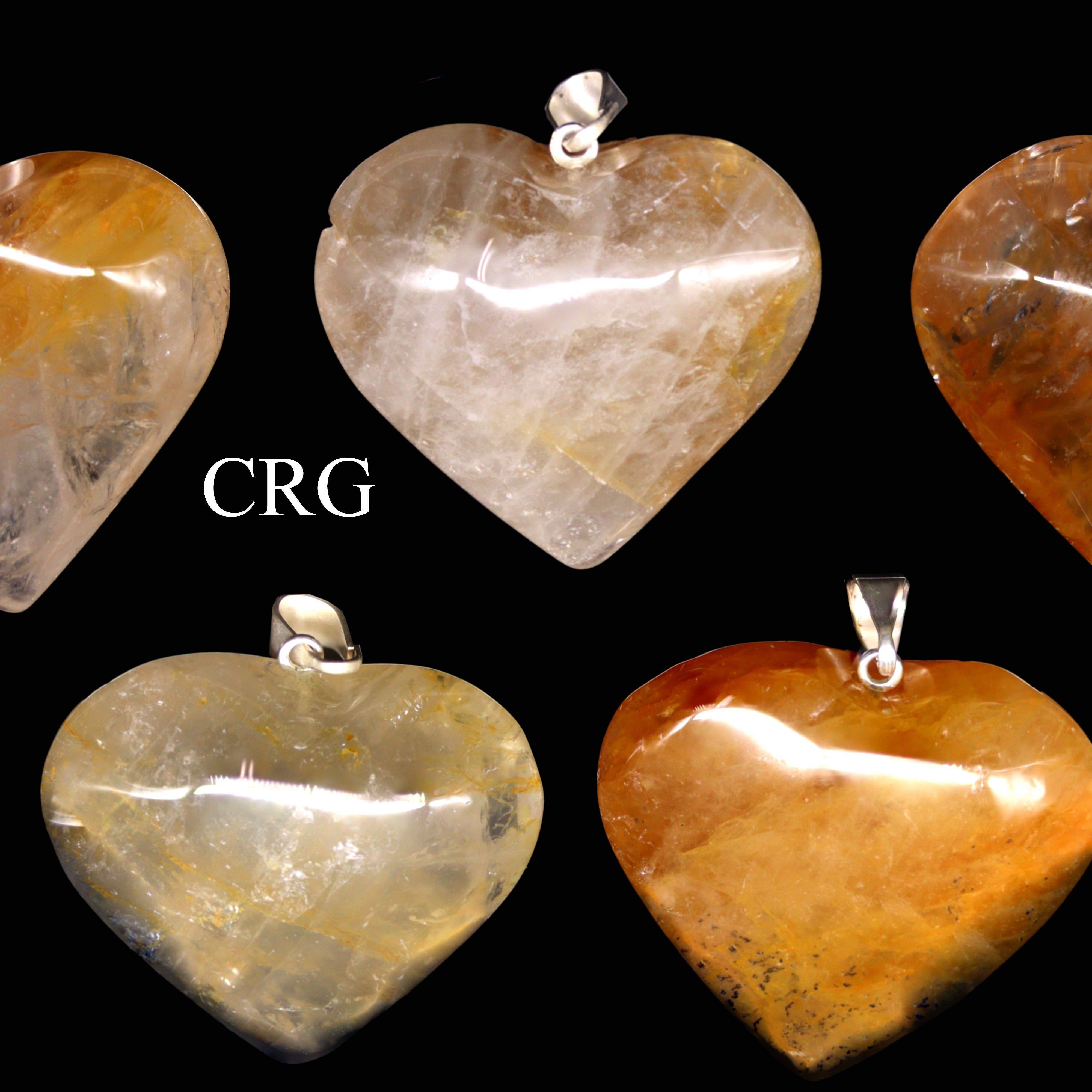 Crystal River Gems LLC – wholesale Individuell berlock/hänge – SET AV 5 - Golden Healer Quartz Ädelsten Hjärta hänge från Brasilien/30mm Genomsnittlig1