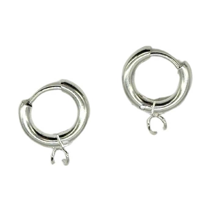 The Charm Bar Company - Wholesale Huggie Earrings - Silver Huggie Hoop Dangle Earring Findings | Pair0