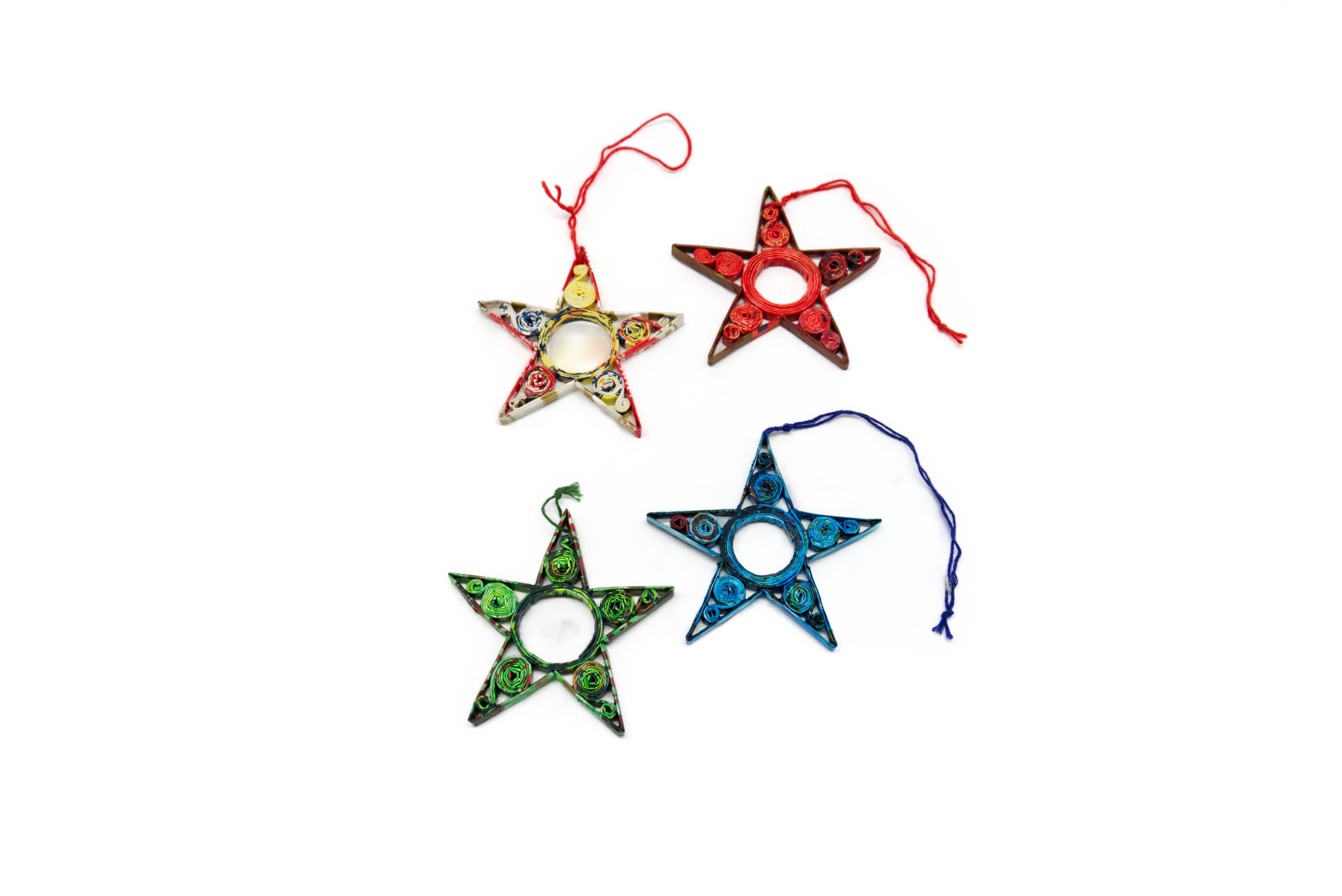 FW-Glas - Wholesale Ornament Set - star swollen, 3 assorted colors