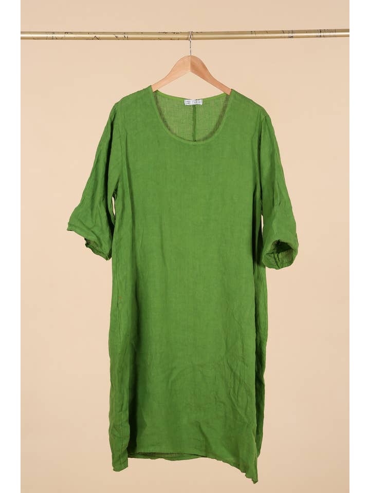 la maison des fibres naturelles - Wholesale Dress - Women's - Round neck dress in 100% linen 676124