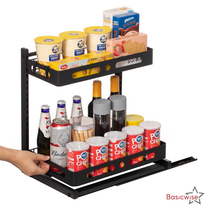 Quickway Imports - Wholesale Kitchen storage/organiser - Basicwise Adjustable Height Under Sink Pull-Out Organizer