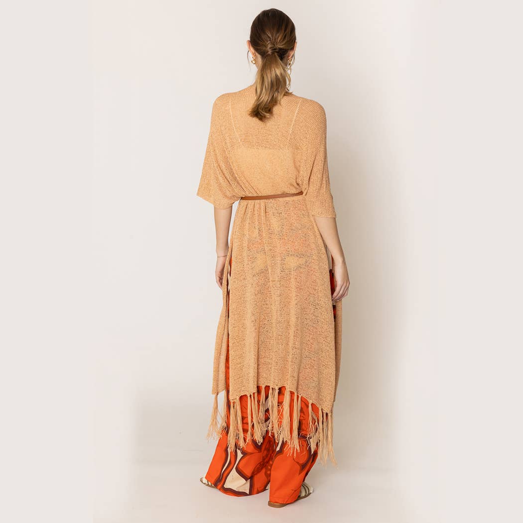 Fashion City - Venta al por mayor Kimono - Mujer - Cárdigan largo de punto con flecos y forro tipo kimono37