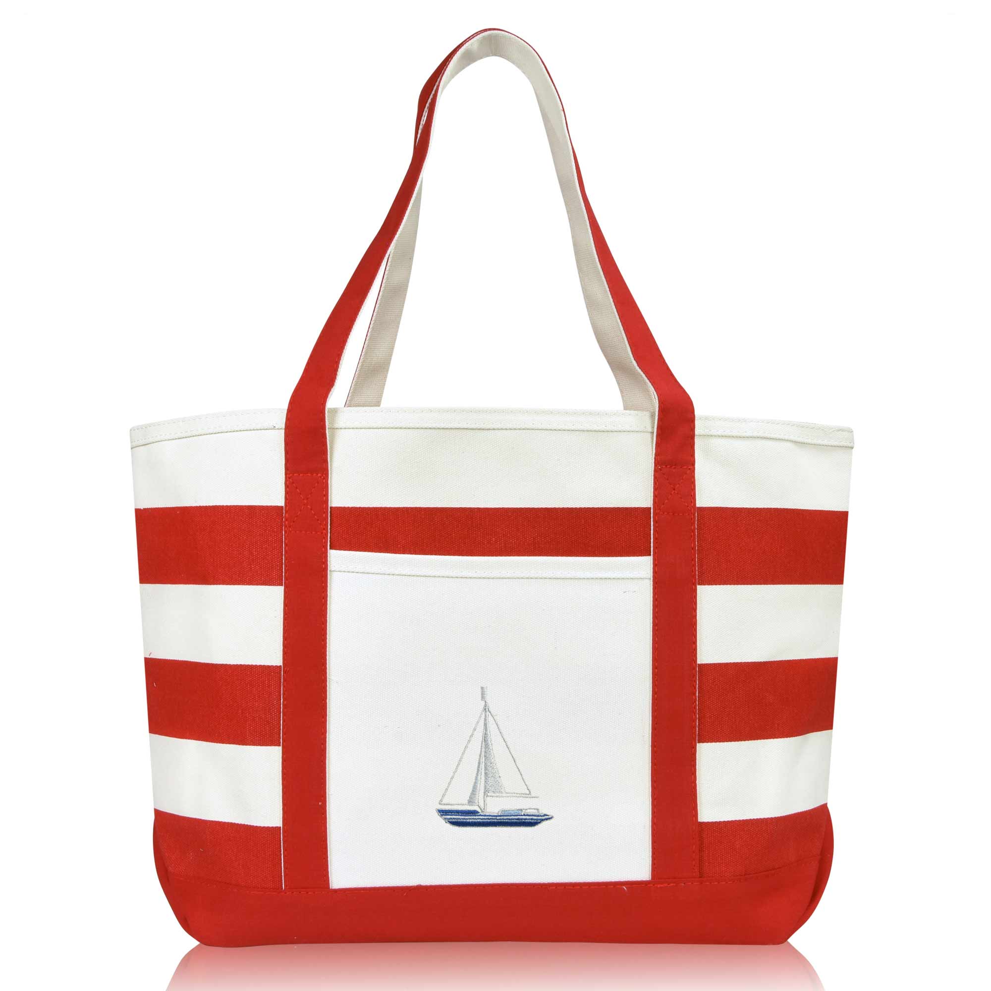 Dalix - Wholesale Tote Bag - Women's - DALIX Ocean Sailboat Womens Embroidered Striped Tote Bag22