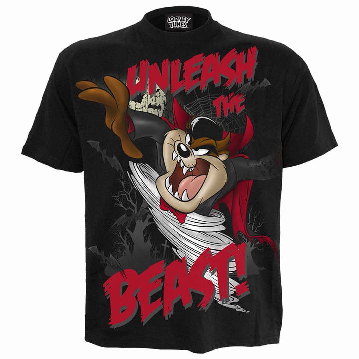 TAZ - UNLEASH THE BEAST - Front Print T-Shirt Black for wholesale by Spiral