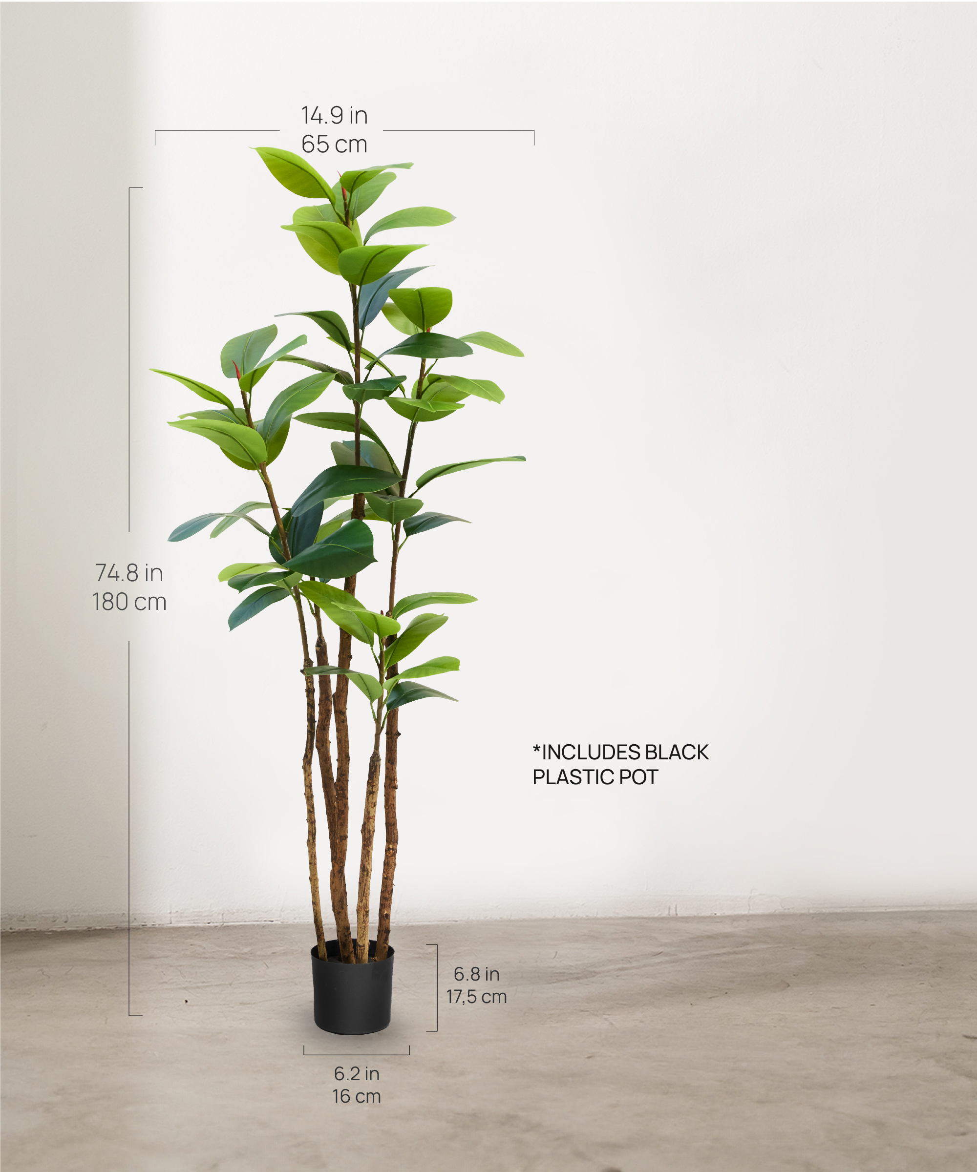 Maia Shop: No Duties for the US - Wholesale Artificial Plant -  6' Artificial Rubber Plant3
