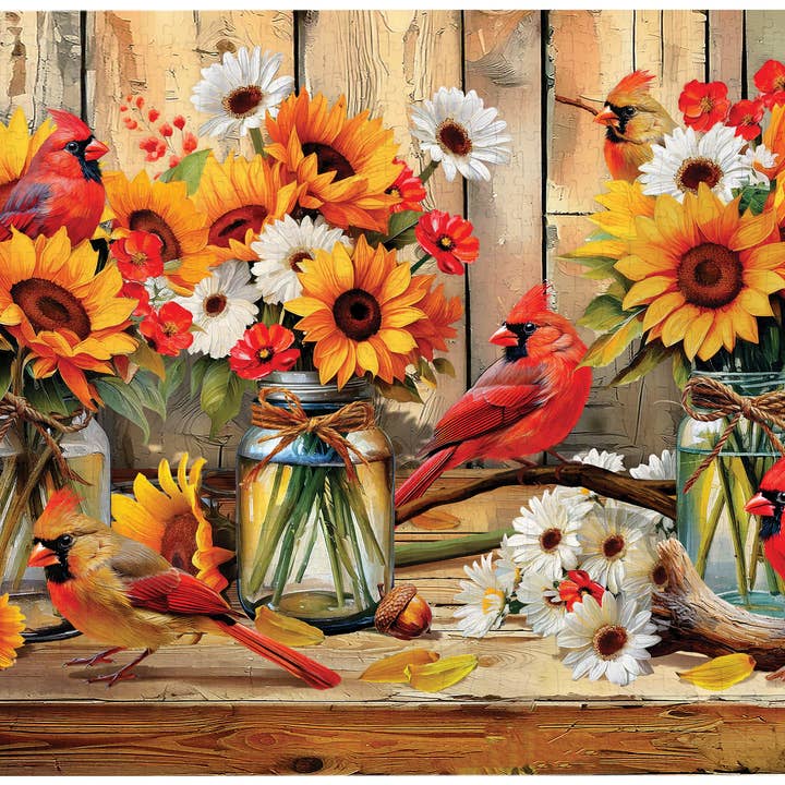 "Cardinal Florals" 1000 piece Puzzle for wholesale by Gift & Garden by Carson