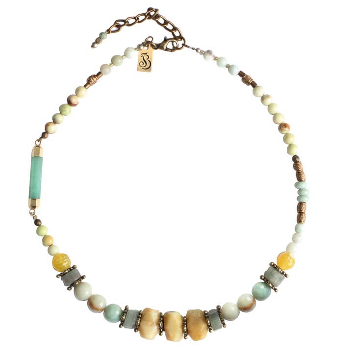 Claire Kyanite & gul opal perlehalskæde for engroshandel hos Julie Bessette