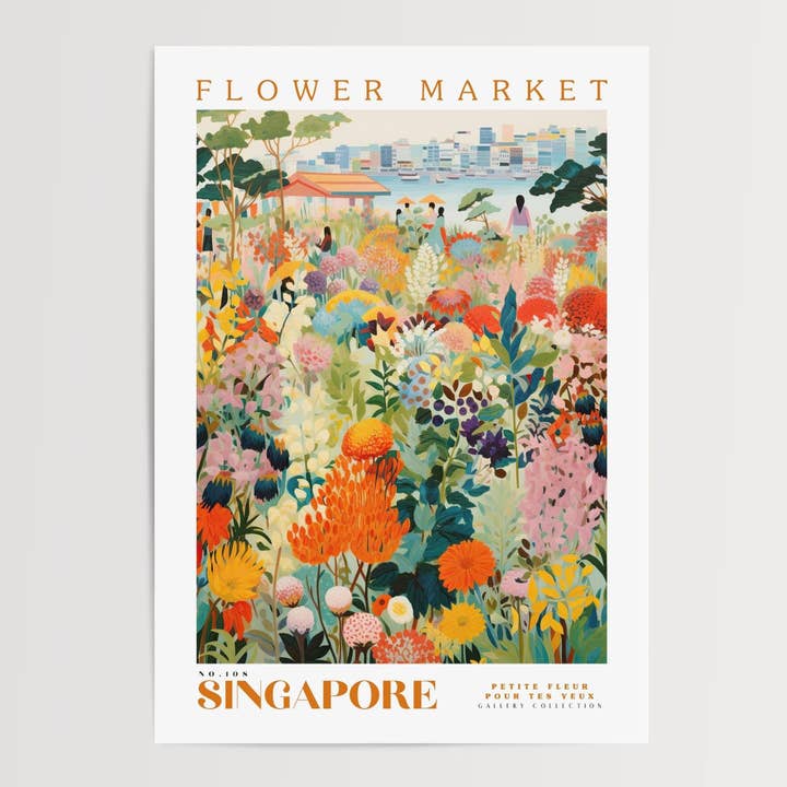 Blumenmarkt-Poster in Singapur für den Großhandel von Enchanted Sights