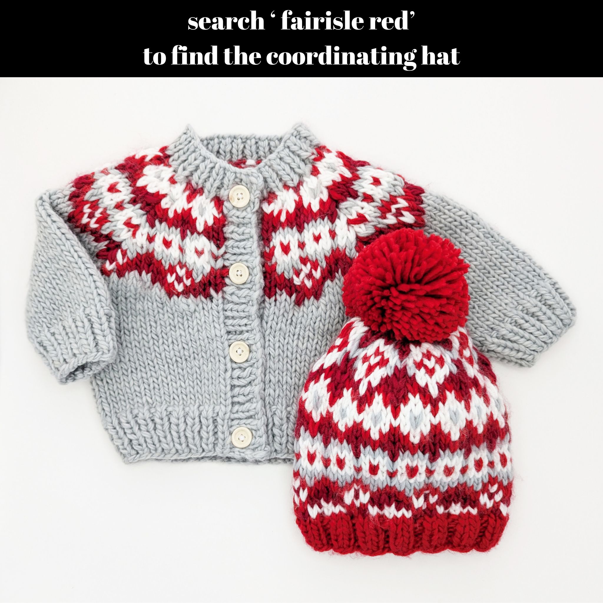 Huggalugs - Wholesale Cardigan - Baby - Fairisle Red Cardigan Sweater for Baby & Toddler SALE3