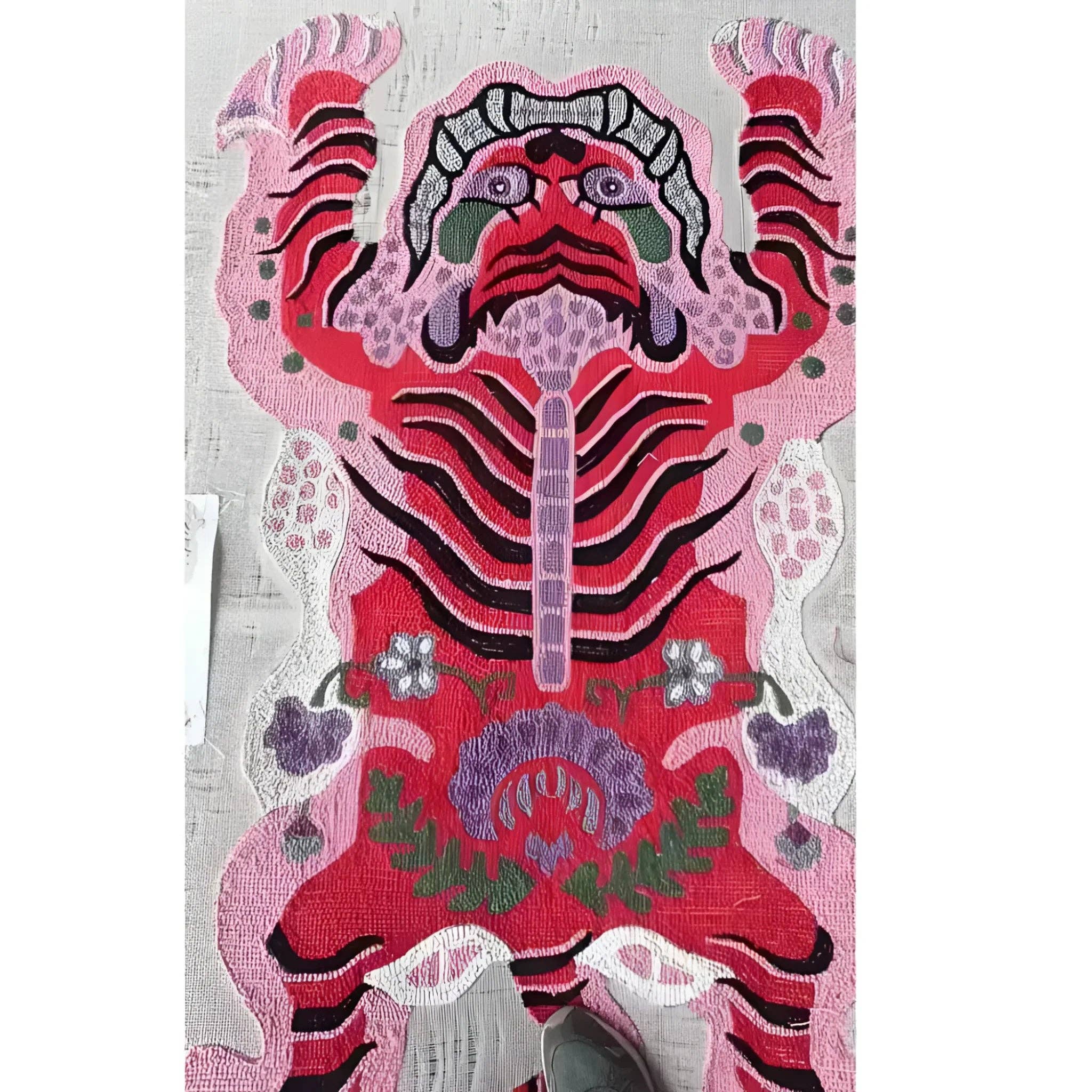 Maia Homes – wholesale Area rug – Chinoiserie Tibetan Tiger Hand Tufted Wool Rug - Pink7