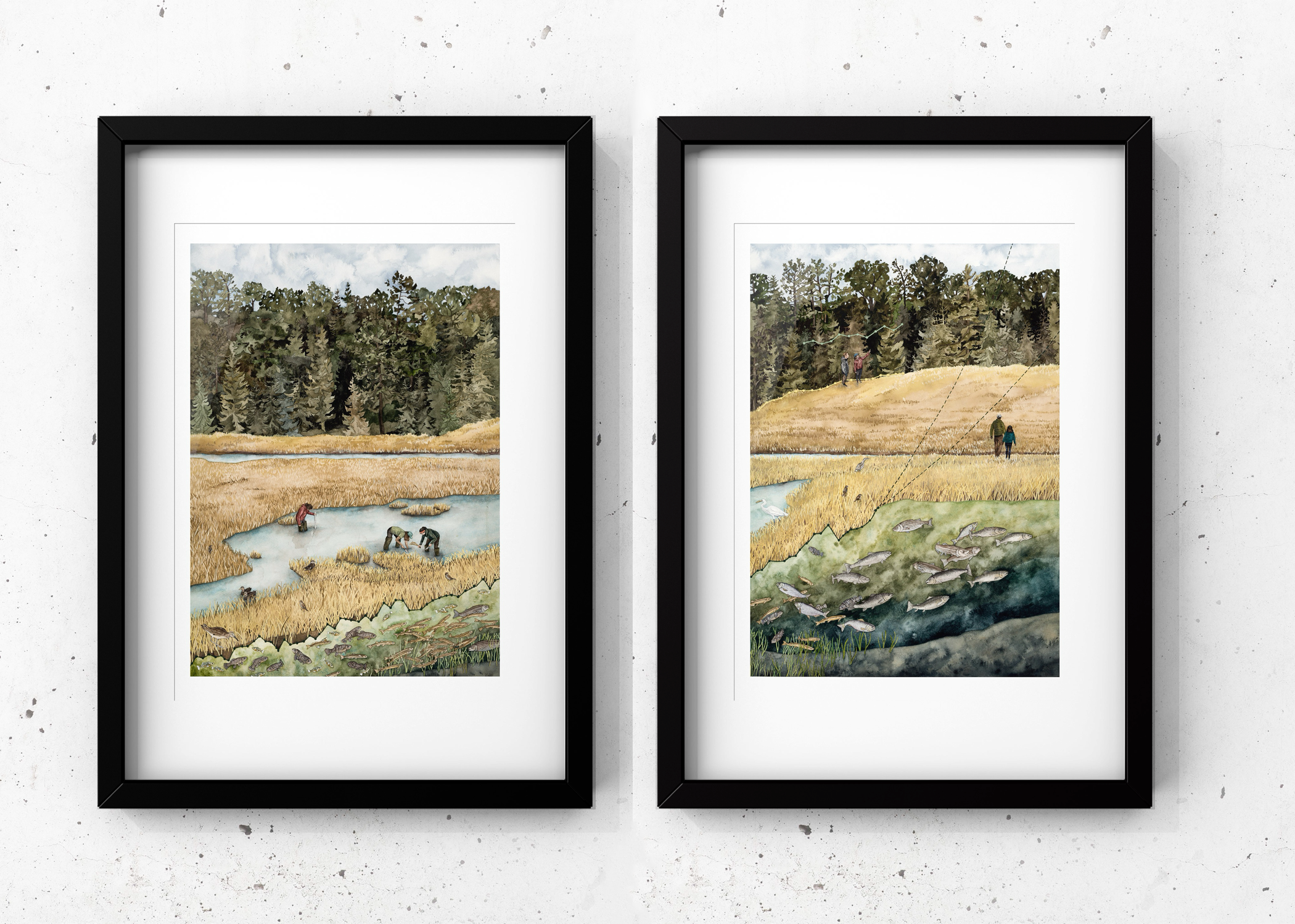Jill Pelto Art - Wholesale Art Print - Coastal Marsh New England Art Print Set1