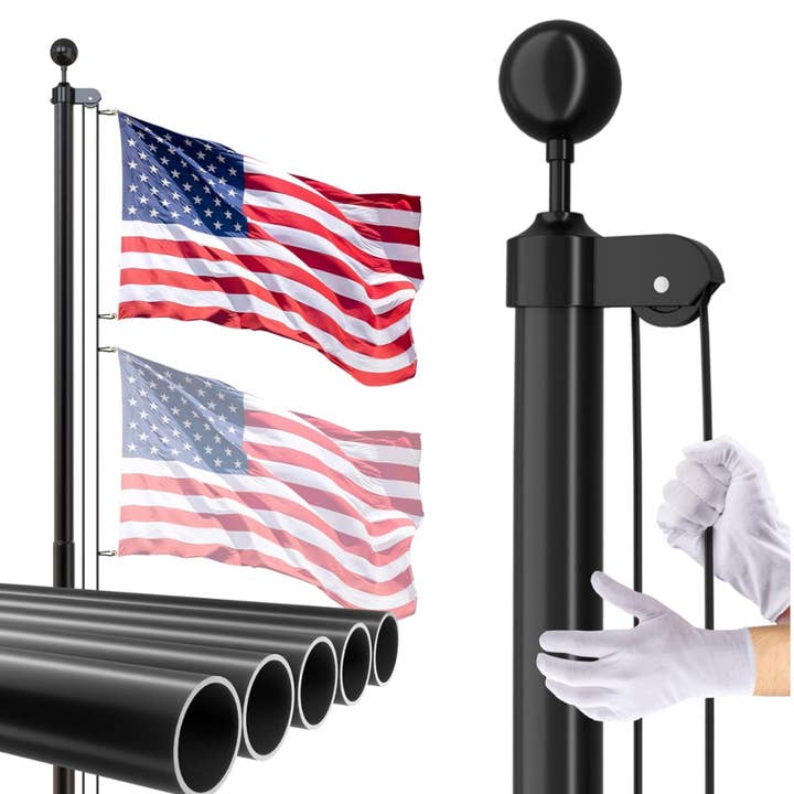 20 FT Flag Pole Heavy Duty Kit for Yard - Extra Thick Outdoor Flag Poles with 3x5 American Flag for Residential or Commercial for wholesale by OutdoorSolarOutlet