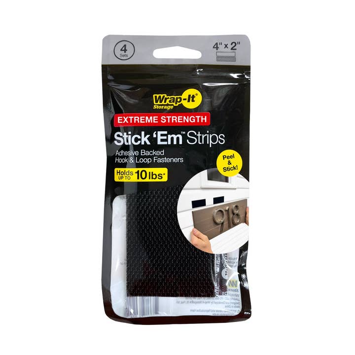 Stick 'Em™ - 4" x 2" Strips (4 Sets) - Extreme Strength for wholesale by Wrap-It Storage
