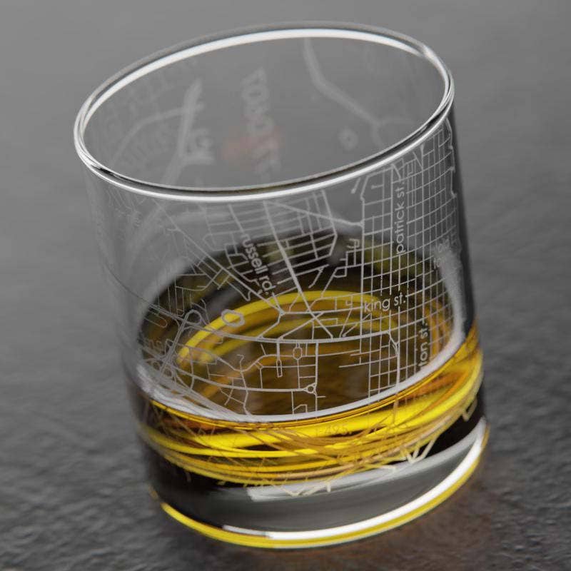 Well Told - Wholesale Drinking Glass/Cup - Alexandria, VA City Map - Etched Whiskey Rocks Glass2