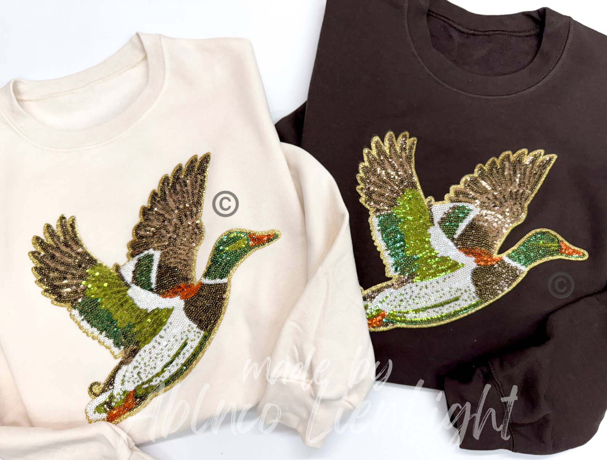ABLNco - Wholesale Sweatshirt - Women's - Mallard Duck Hunting Sequins Patch Sweatshirt