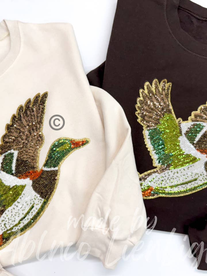 Mallard Duck Hunting Sequins Patch Sweatshirt for wholesale by ABLNco
