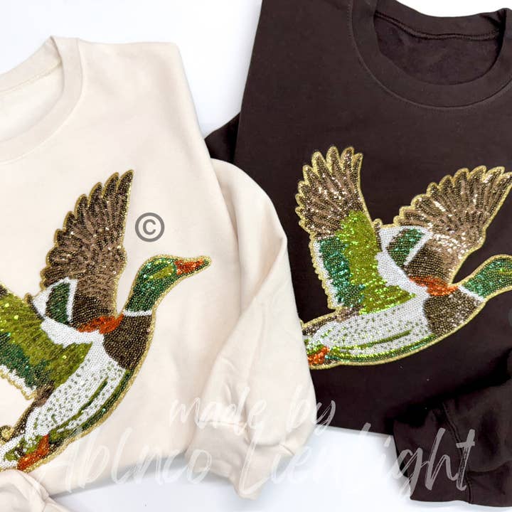 Mallard Duck Hunting Sequins Patch Sweatshirt for wholesale by ABLNco