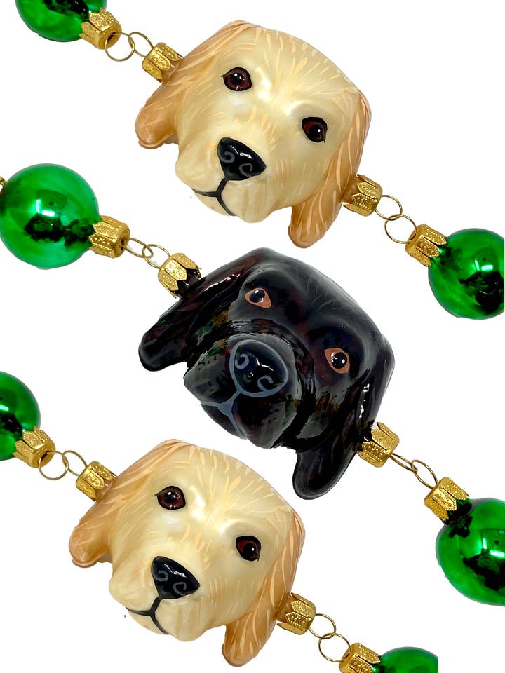 Guirlande de Noël en verre à polir pour chien Labrador Retriever pour la vente par Kenzies of London