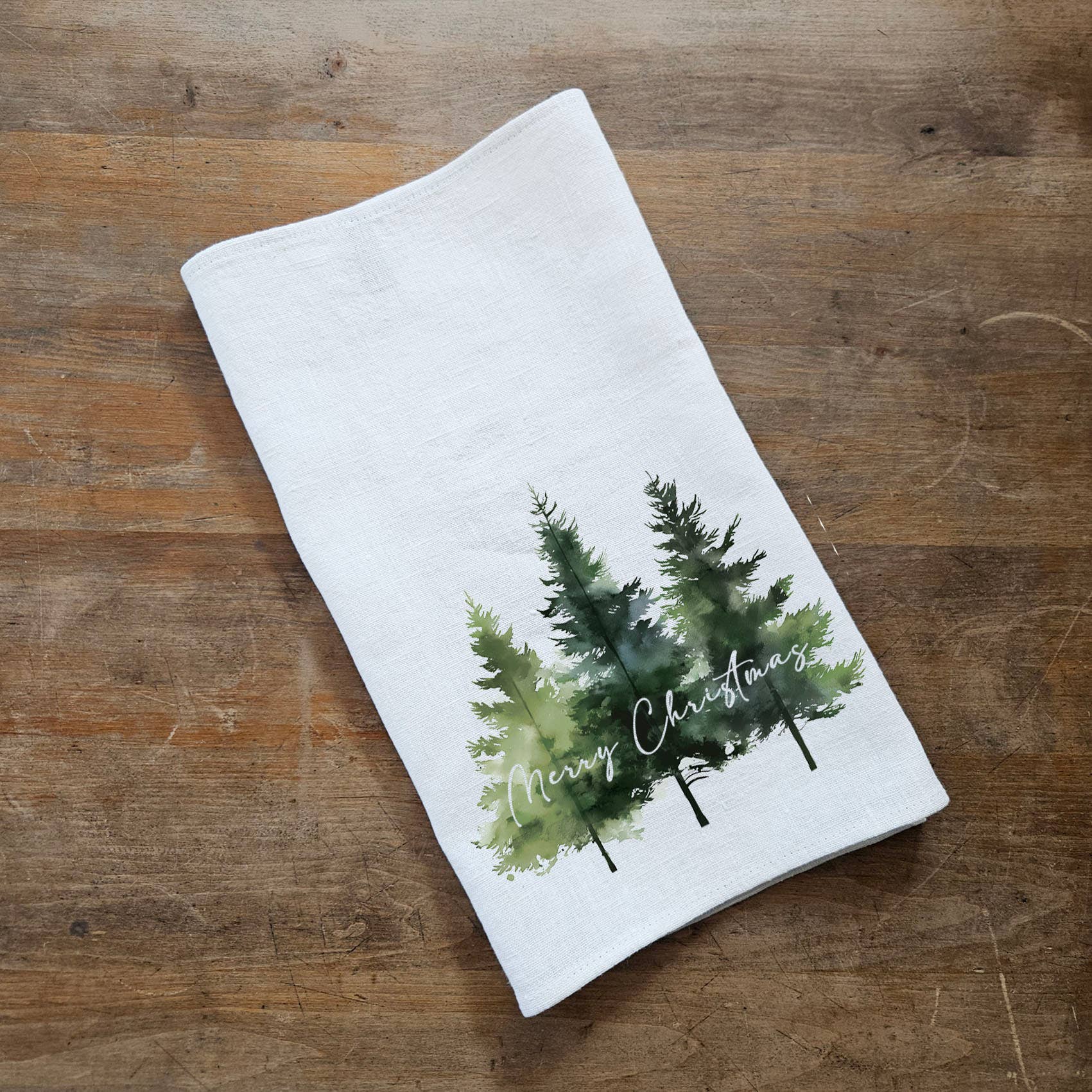 NorraVilla - Wholesale Tea Towel - 100% Linen Guest Towel with Christmas tree Forest2