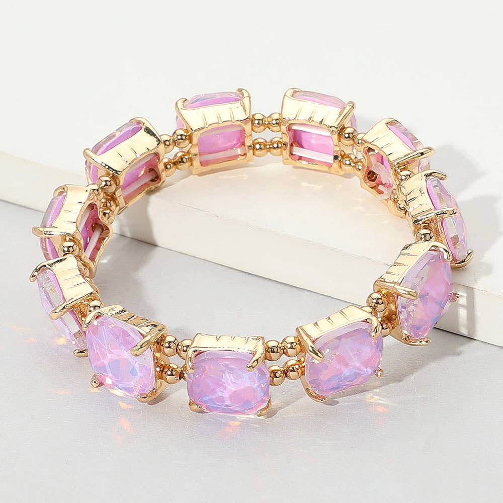 Sensibling Corp. - Wholesale Link & chain bracelet - Cushion Square Stone Stretch Evening Bracelet16