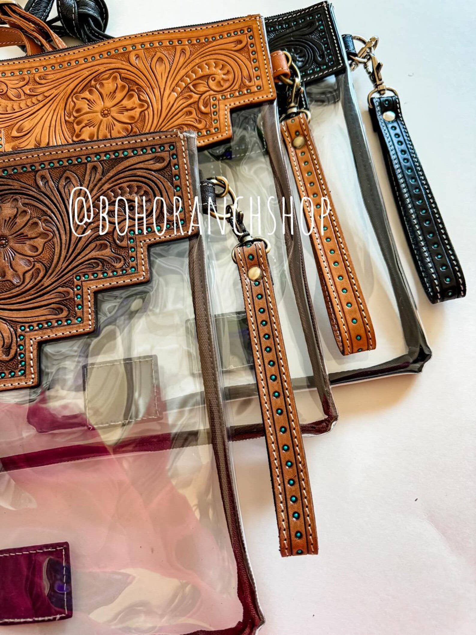 Boho Ranch Shop - Wholesale Crossbody Bag - Women's - SHAYNE LARGE - Hand Tooled Clear Crossbody Concert bag 1