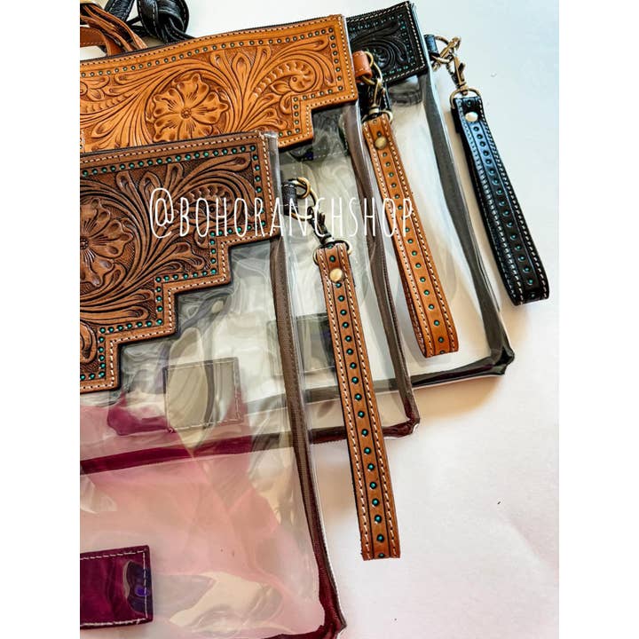 Boho Ranch Shop – wholesale Crossbody bag – Women's – SHAYNE LARGE - Hand Tooled Clear Crossbody Concert bag 1