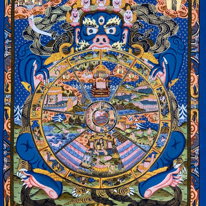Wheel Of Life Masterpiece Thangka for wholesale by Art Of Tibet