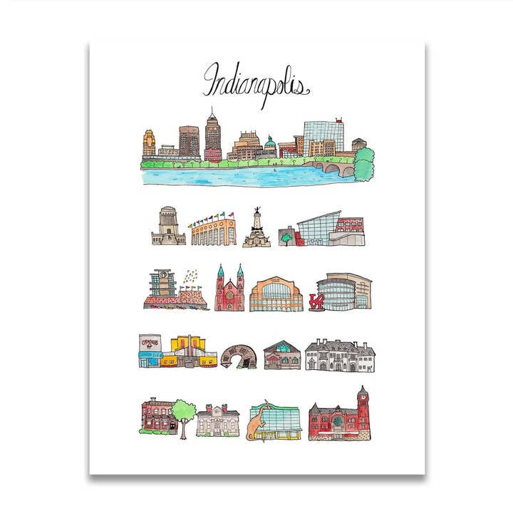 Indianapolis, IN Print for wholesale by Jodi Lynn's Emporium of Doodles
