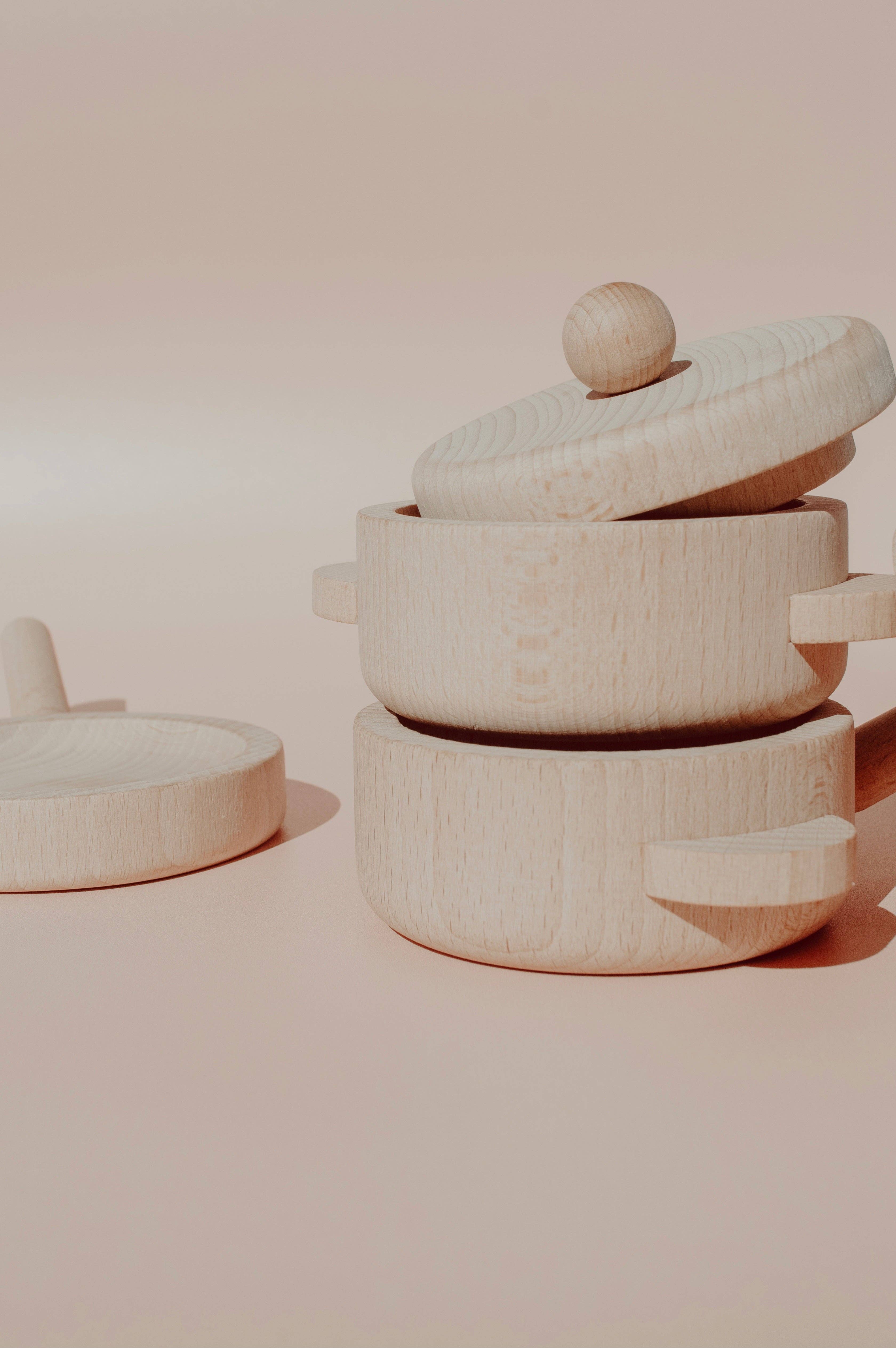 Petit Abode - Wholesale Wood Toy - Kids - Wooden Pots & Pans Set2