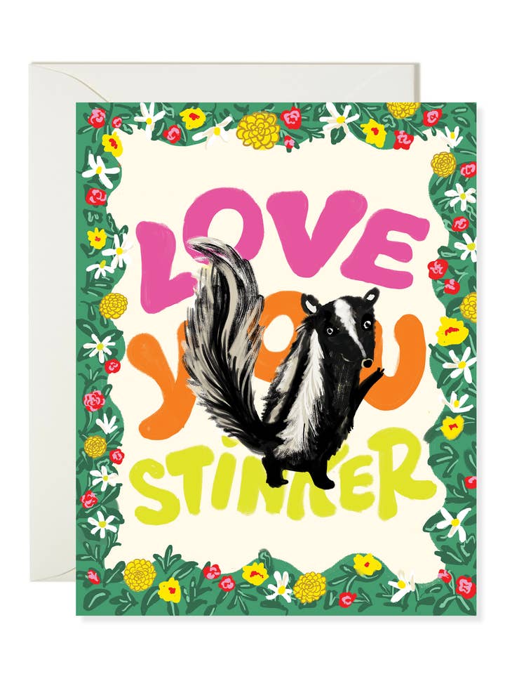 Love You Stinker - Funny Skunk Love Card for wholesale by Karen Schipper