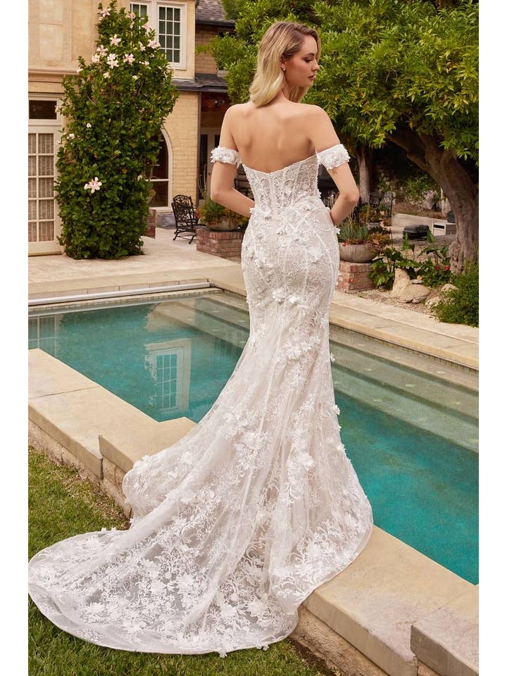 Off White Fit & Flare Bridal Gown With Removable Skirt for wholesale on Faire4