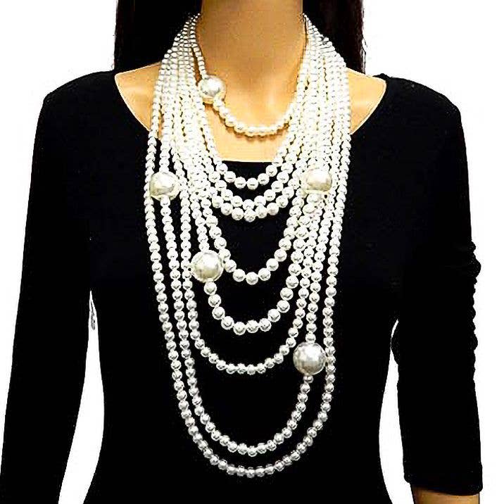 Diacly - Wholesale Jewelry Set - Multi Layered BIB Bold Pears Statement Necklace Set0