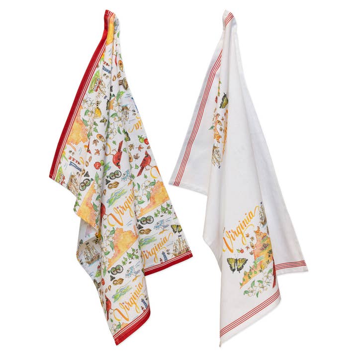 Boston International - Wholesale Tea Towel - VA Virginia State Collection 28" Cotton Tea Towels Set Of 2